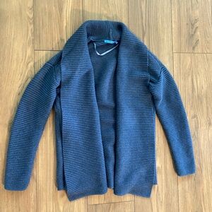 J McLaughlin Ribbed Cardigan‎ Sweater Open Front Cotton Blend Women’s Small Blue
